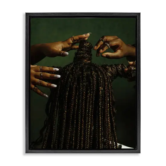 Stupell Industries Women Braiding Hair Floater Framed Canvas Wall Art Design by Oladimeji Odunsi  {1}