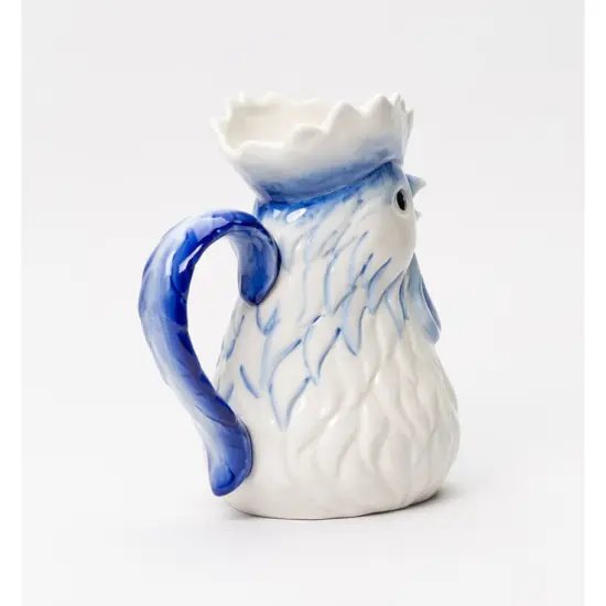 Ceramic Dutch Blue Rooster Pitcher/Vase, Farmhouse Kitchen Decor, Gift for Her, Gift for Mom {2}
