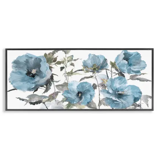Stupell Industries Blue Poppies on White Framed Giclee Wall Art Design by Theresa Heidel {1}