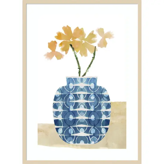 Colorful Decorative Pot I by Flora Kouta Wood Framed Wall Art Print {1}
