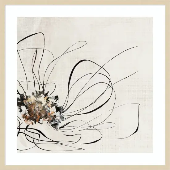Golden Line Flower II by Alex Black Wood Framed Wall Art Print {1}