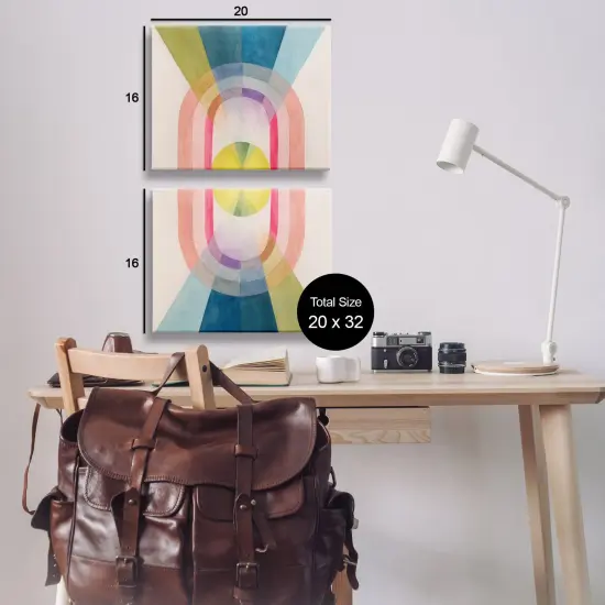 Stupell Industries Retro Pastel Structured Shapes 2pc Canvas Wall Art Set Design by Grace Popp  {3}