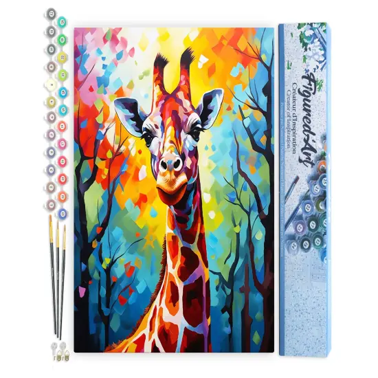 Figured'Art Paint by Numbers for Adults Colorful Abstract Giraffe 16"x20" - Craft Art Painting DIY Kit Rolled Canvas Without Frame {1}