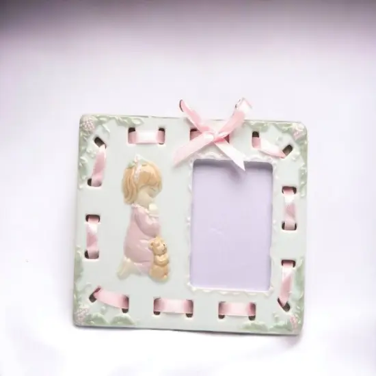 Ceramic Praying Girl Picture Frame, Religious D&eacute;cor, Religious Gift, Church D&eacute;cor, Church Gift, Baptism Gift {2}