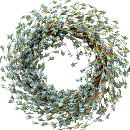 18" Forsythia Wreath &ndash; Rustic Farmhouse Spring & Summer D&eacute;cor Blue {2}
