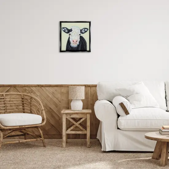 Stupell Industries Cow with Spotted Ears Floater Framed Canvas Wall Art Design by Ashley Justice {2}