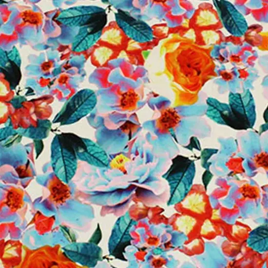 Fluorescent Flowers Printed Spandex Fabric {4}