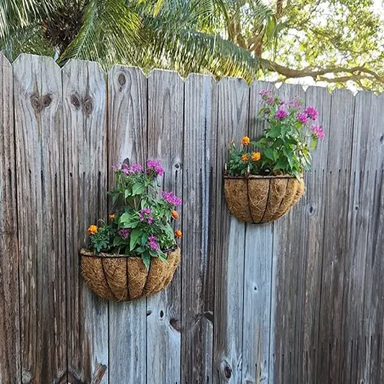 Wall Hanging Planters Wall Mounted Baskets with Coco Liner Flower Planters for Outdoor Hanging Flower Pots for Garden Porch Decoration {2}