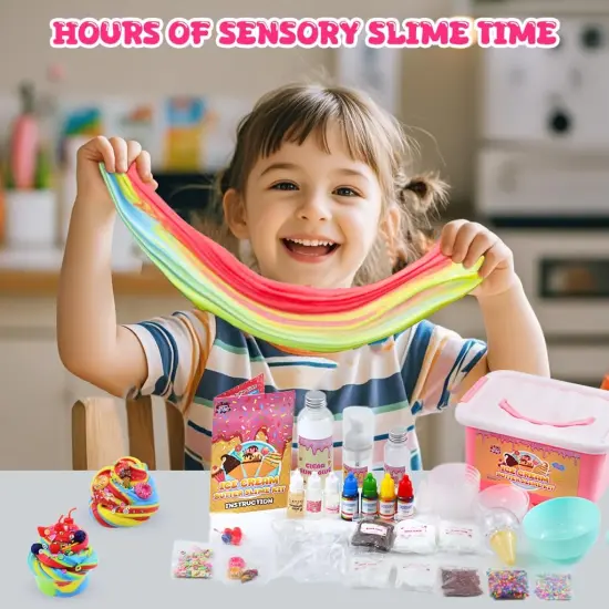 Mini Ice Cream Slime Kit for Girls, Fluffy Butter Slime Making Kit, DIY Slime Kit with 30+ Pieces for Ages 8-12, Fun Holiday Gift Idea for Birthday & Easter {4}
