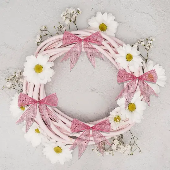 Pink Glitter Mesh Ribbon for Gift Wrapping Bow Making Pink Web Mesh Wired Mesh Ribbon {2}