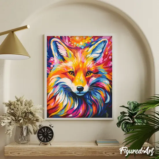 Figured'Art Paint by Numbers for Adults Colorful Abstract Fox 16"x20" - Craft Art Painting DIY Kit Rolled Canvas Without Frame {4}