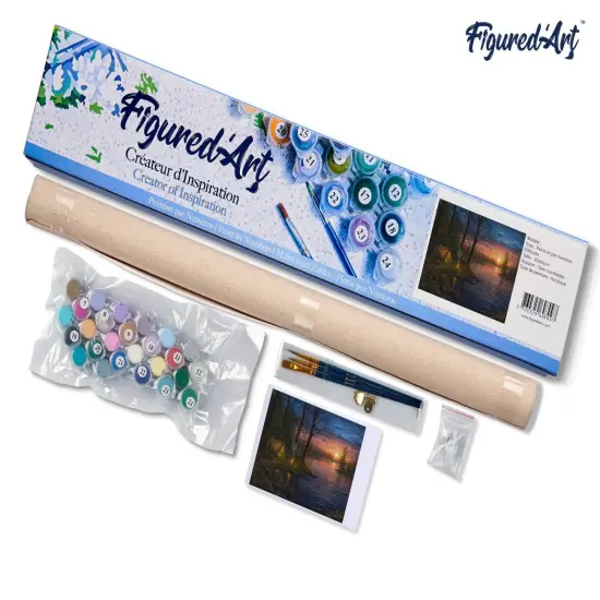 Figured'Art Paint by Numbers Kit for Adults Camping and Lake 16"x20" - Craft Art Painting DIY Kit Rolled Canvas without frame {5}