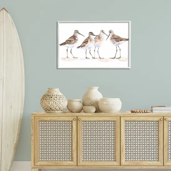 Stupell Industries Sand Pipers Gathered Framed Giclee Wall Art Design by Petal Prints Design {2}