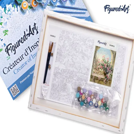 Figured'Art Paint by Numbers for Adults with Frame Pretty Bouquet 16"x20" - Craft Art Painting DIY Kit Canvas Already Stretched on a Wooden Frame {5}