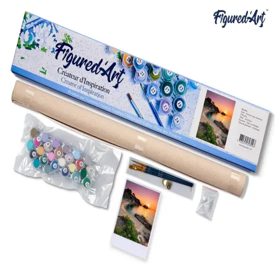 Figured'Art Paint by Numbers Kit for Adults Quiet Beach at Dusk 16"x20" - Craft Art Painting DIY Kit Rolled Canvas without frame {5}