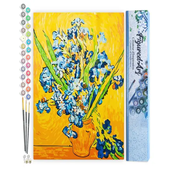 Figured'Art Paint by Numbers Kit for Adults Van Gogh Irises 16"x20" - Craft Art Painting DIY Kit Rolled Canvas without frame {1}