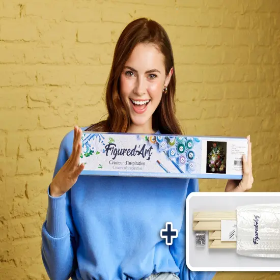 Figured'Art Paint by Numbers Kit for Adults Jan Frans van Dael - Vase of Flowers 16"x20" - Craft Art Painting Rolled Canvas with DIY wooden frame {2}