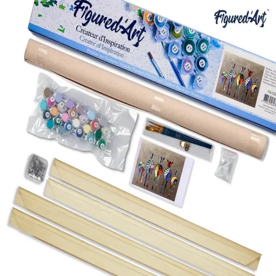 Figured'Art Paint by Numbers for Adults Zebras Back 16"x20" - Craft Art Painting Rolled Canvas with DIY wooden frame {5}