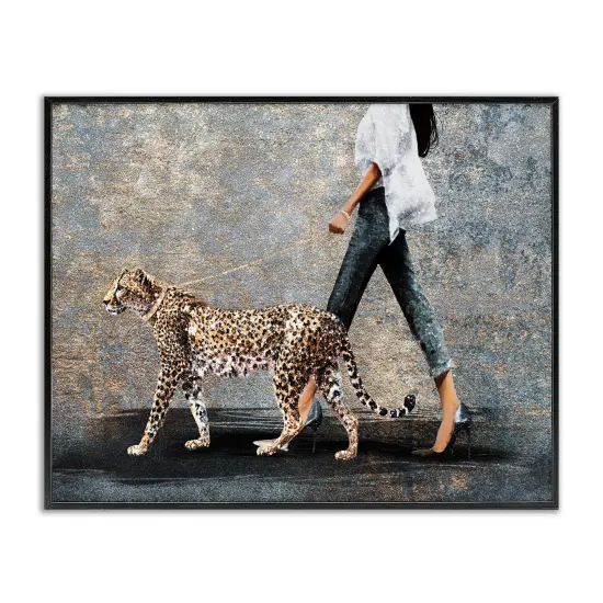 Stupell Industries Trendy Woman with Leopard Framed Giclee Wall Art Design by Svetlana Aleynikova {1}