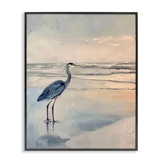 Stupell Industries Heron on Classic Coast Framed Giclee Wall Art Design by Petal Prints Design {7}