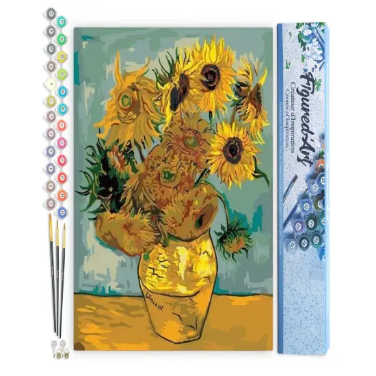 Figured'Art Paint by Numbers for Adults Van Gogh - Sunflowers 16"x20" - Craft Art Painting DIY Kit Rolled Canvas without frame {1}