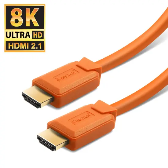 Insten - HDMI Male to Male Cable, 2.1 Version, 8K 60Hz, 48Gbps, PVC Cable, Gold Connectors, 10ft , Orange {2}