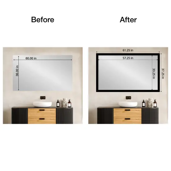 Amanti Art Mirror Makeover Bathroom Mirror Frame Border Kit - Fully Assembled Peel and Stick Frame - Mirror NOT Included - Brushed Black or NickelTrim {4}