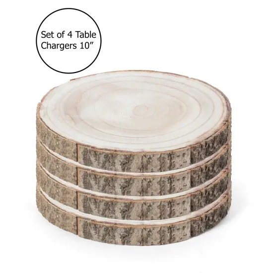 Barky Natural Wood Slabs Rustic Ornament Slice Tray Table Charger set of 4 {7}