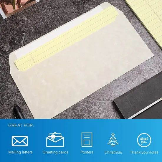 50 Pack #10 Parchment Business Envelopes with Self-Adhesive Strip for Mailing Letters, Invitations (4 1/8 x 9 1/2 In) White {6}