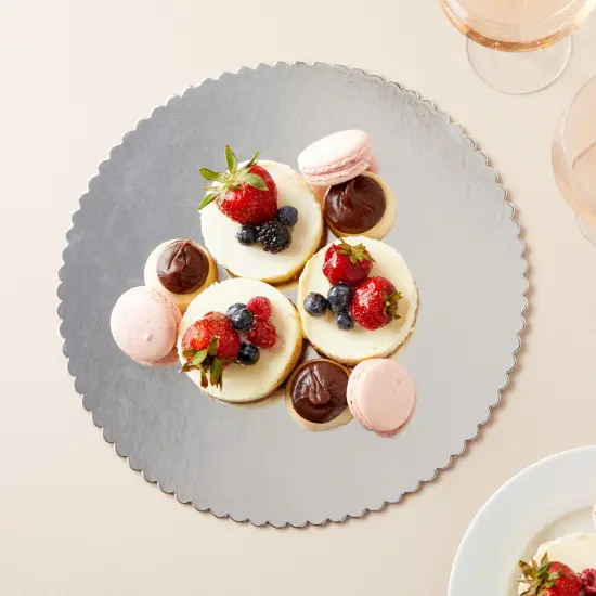 12-Pack Cake Boards 12 Inch, Elegant Round Scalloped Boards for Bakeries, Baking Desserts, Cake Decorating, Sturdy Cardboard Material, Disposable (Silver, 12x12x0.08 in) {2}