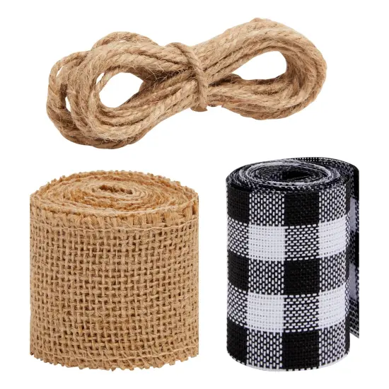 6 Pack Unfinished Wooden Disks with Ribbon and Twine for Crafts, Wood Burning, Engraving (14 Inches) Brown {5}