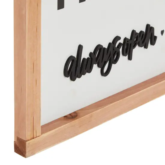 Wooden Rustic Kitchen Wall Decor Sign, This Kitchen Always Open Never Closes (16 x 8 In) Brown {3}