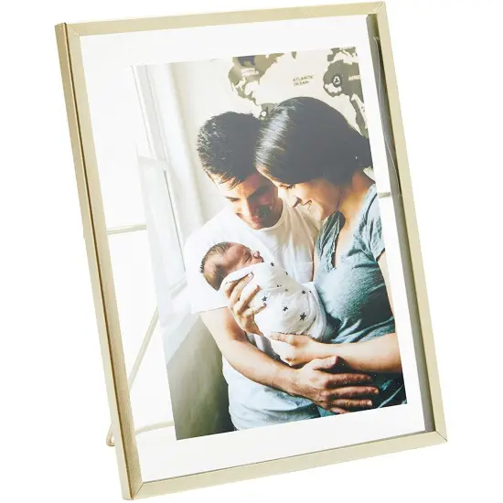 8 Pack Gold 5x7 Floating Glass Picture Frames for Tabletop, Pressed Flowers, Home Decor {7}