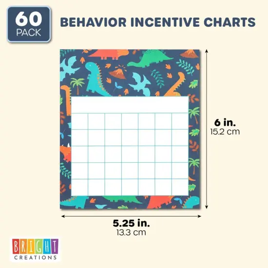 Dinosaur Incentive Charts for Classroom, Chore Board for Kids (6 x 5.25 In, 60 Sheets) White {2}