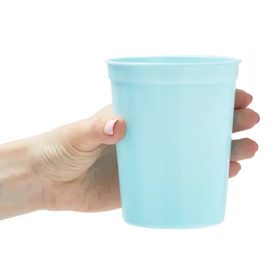 24-Pack 16-Ounce Blue Plastic Stadium Cups, Bulk Reusable Tumblers for All Occasions and Celebrations {3}