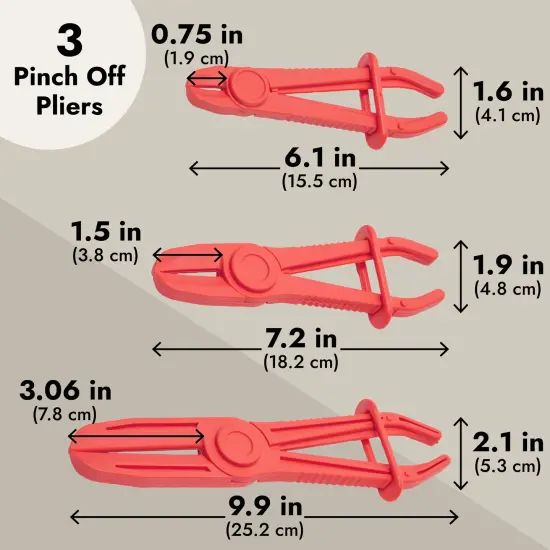 3-Pack Hose Pinch Off Pliers - Fuel Line Clamp Tool for Automotive Brake, Radiator and Coolant (Red, 3 Sizes) {4}