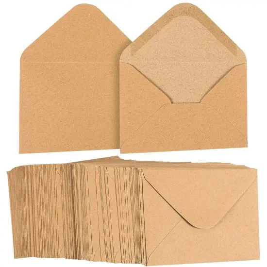 Juvale 100-Pack A2 Envelopes for Card Making Bulk - 5 x 4 Inch Kraft Paper Envelopes for Party Invitations, RSVP, Wedding, Baby Shower, Photos - 4 3/8 x 5 3/4 V-Flap Brown {1}
