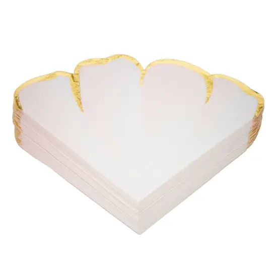 BLUE PANDA 50 Pack Pink & Gold Petal Floral Paper Napkins, 6.25x6 Inches, Scalloped Napkins for Birthday, Wedding, Bridal Shower, Tea Party & More {1}