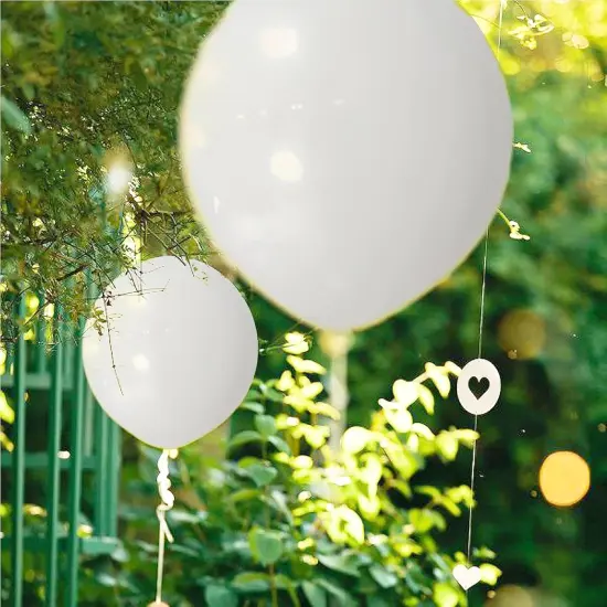 White Balloons 100 Pack 12 Inch White Latex Party Balloons with 2 Rolls of Ribbon Pastel White Helium Balloons for Wedding Birthday Party Baby Shower Engagement Anniversary Party Decorations {4}