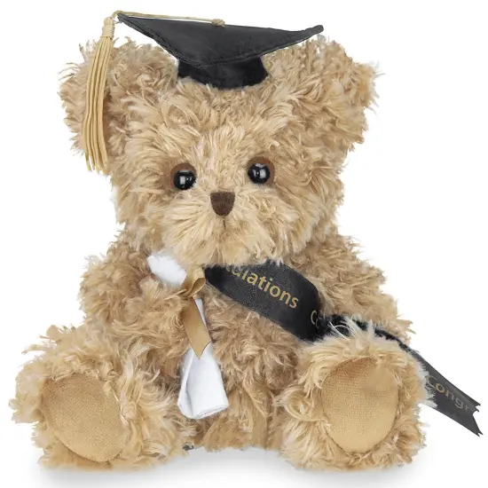 Bearington Collection Ken Grats Graduation Plush Teddy Bear Stuffed Animal, Black Cap, 7 Inch, For Ages 3-14 Brown {1}