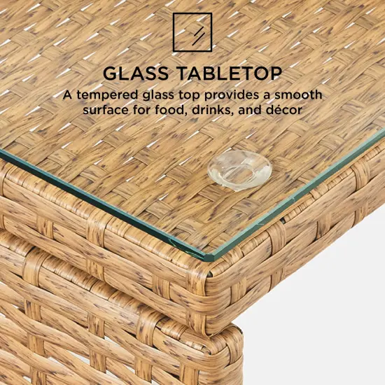 Best Choice Products 4-Piece Outdoor Wicker Patio Conversation Furniture Set w/ Table, Cushions Natural/Ivory {4}