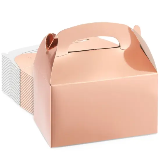 24-Pack Treat Boxes - Candy Gable Boxes for Party Favors, Birthday, Wedding, Baby Shower (Rose Gold, 6.2x3.5x3.6 In) Pink {1}