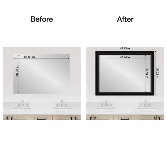 Amanti Art Mirror Makeover Bathroom Mirror Frame Border Kit -Fully Assembled Peel and Stick Frame - Mirror NOT Included - Parlor Trim Parlor Black {4}