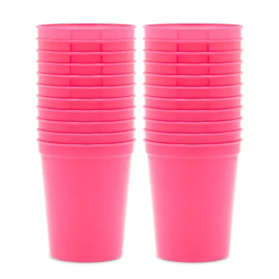 24-Pack 16-Ounce Hot Pink Plastic Stadium Cups, Bulk Reusable Tumblers for All Occasions and Celebrations {5}