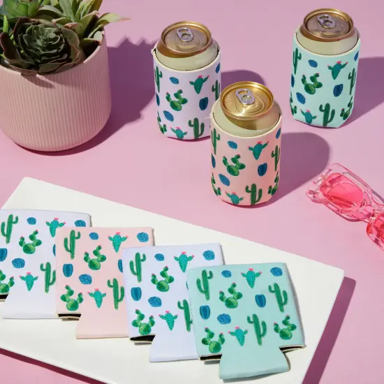 12 Pack Neoprene Soda Sleeves for Beer Cans, Soft Drinks, Beverages, Water Bottles, Cooler Sleeves for Cactus Party Supplies, Wedding Favors, Bachelorette Party Multicolor {4}