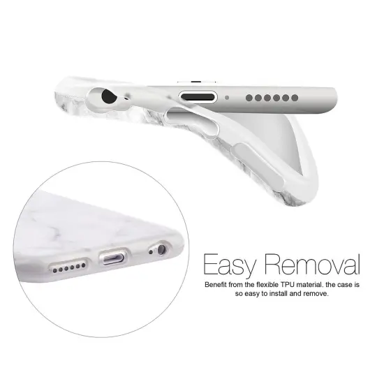 For iPhone 6 / 6s TPU Marble Stone Pattern Texture Visual IMD Shell Case Cover - White by Insten Clear {4}