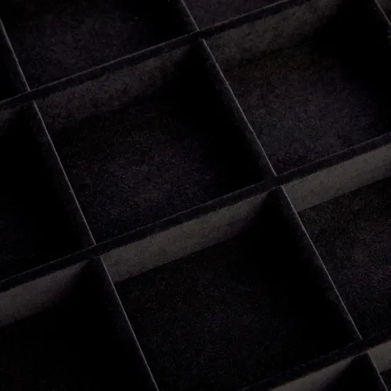 Black Velvet Jewelry Display Tray Organizer Case, Rock Collection Box for Gemstones, Crystals, Pendants (24 Grids Box, 14 x 9.5 x 2 In) {6}