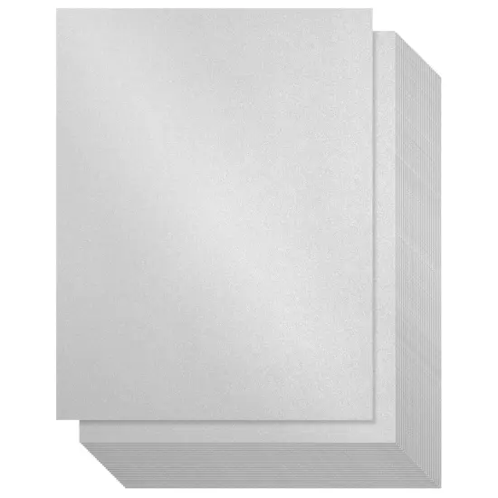 96 Sheet Silver Shimmer Metallic Cardstock, Double-Sided Paper for Scrapbooking, DIY Projects (8.5x11 In, 250 gsm) {1}