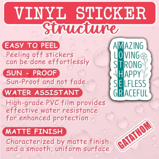 (3Pcs) Strong Mother Sticker, Waterproof Vinyl, Green, Blue, Cartoon Style, Die-cut, Outdoor Use, Motherhood & Inspiration Theme, 3" x 2" {3}