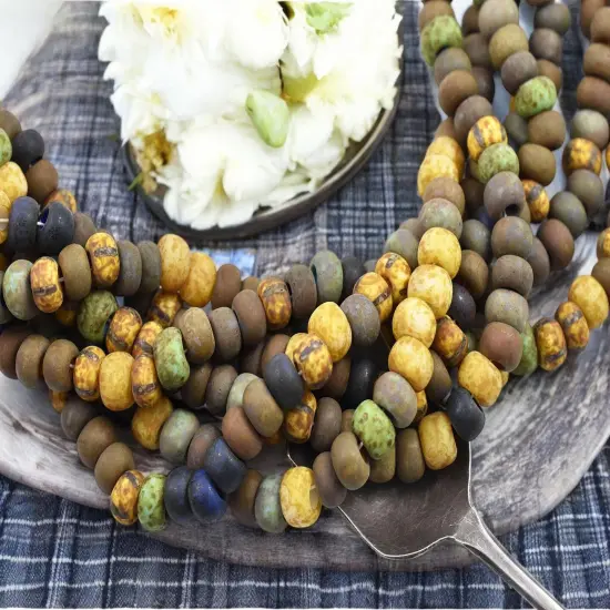 33/0 Aged Matte Caribbean Striped Picasso Seed Bead Mix (9" Strand) {1}